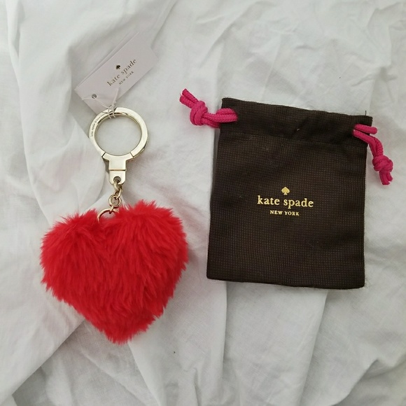 kate spade Accessories - KATE SPADE *nwt* Red Fuzzy Heart Key Fob Keychain